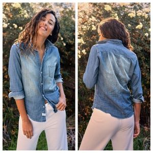 Frank & Eileen | Barry Famous Distressed Vintage Denim Shirt | Blue | XS